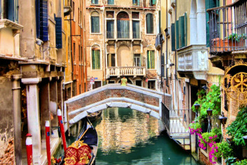 Venice canal gondola, Venetian Riviera, Holiday to Italy